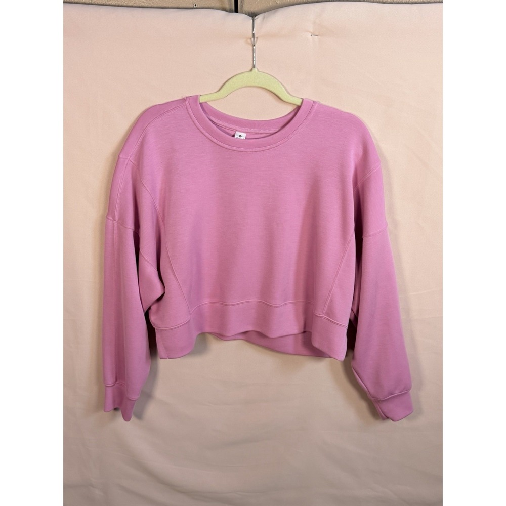 YOGALICIOUS Top Sweatshirt Scuba Zuri Pullover Cropped Pink Plum Loose Size L